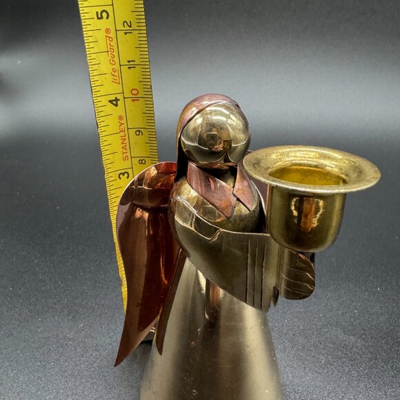 Vintage Brass and Copper Christmas Angel Candleholder Tapered candles - Picture 8 of 8